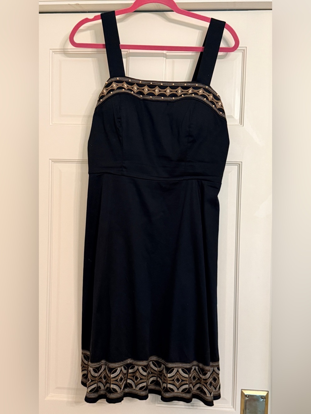 Kim Rogers Black Midi Dress with Gold Embellishment